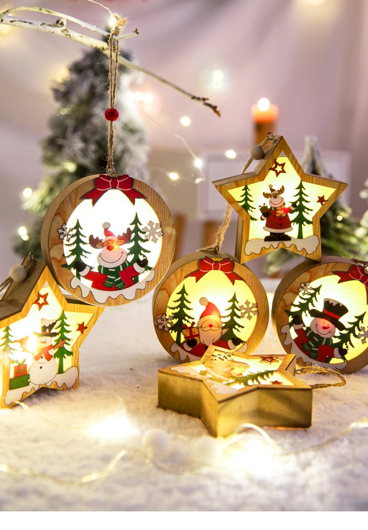 LED Wooden Pendants Ornaments