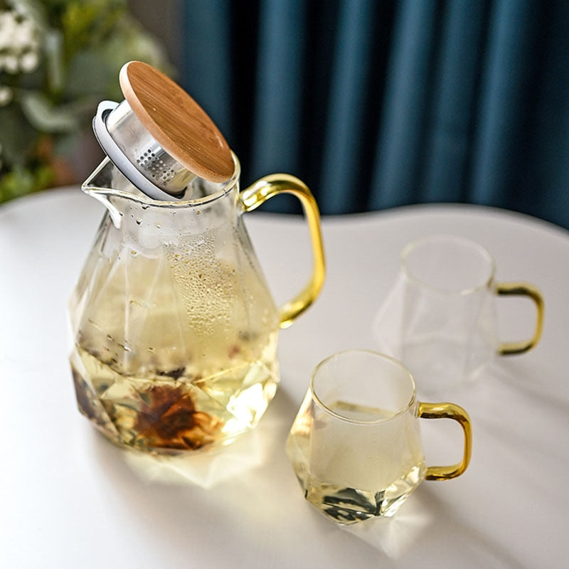 Diamond Glass Teapot Set