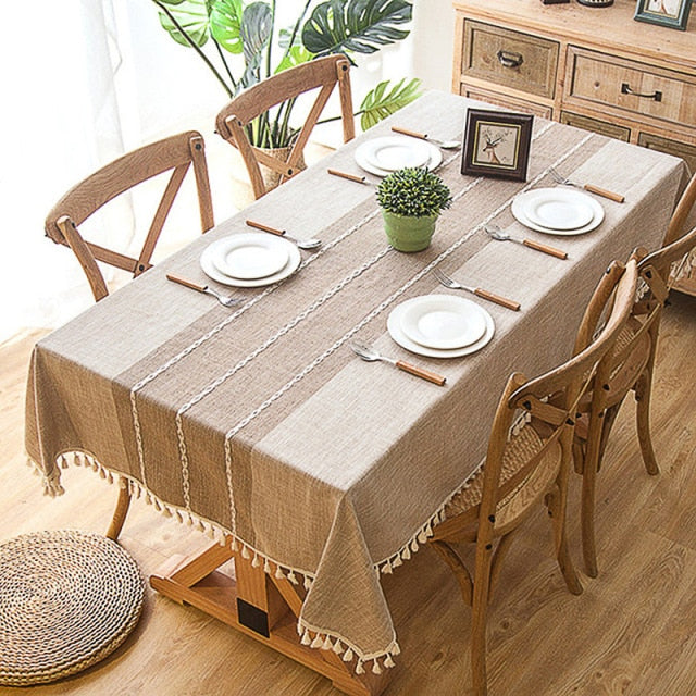 Decorative Linen Tablecloth With Tassel