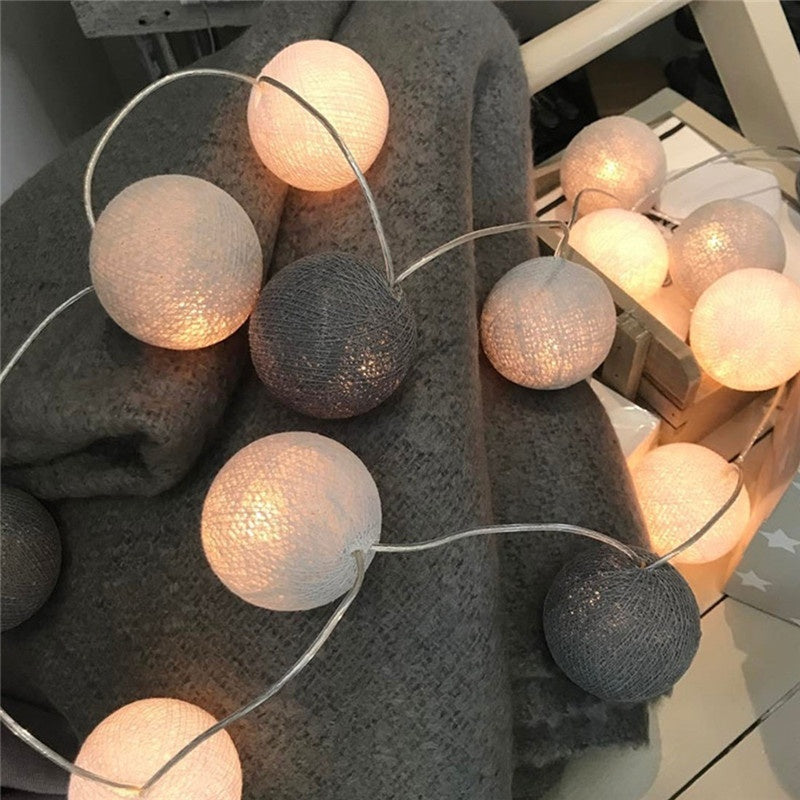 Cotton Ball Garland String Lights
